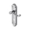 Heritage Brass Door Handle Lever Lock Meridian Design Polished Chrome finish