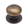 Heritage Brass Cabinet Knob Victorian Round Design with base 48mm Antique Brass finish