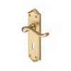 Heritage Brass Door Handle Lever Lock Buckingham Design Satin Brass finish
