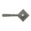 Pewter Avon Round Lever on Rose Set (Square Rose) - Unsprung