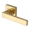 Heritage Brass Door Handle Lever Latch on Square Rose Delta Sq Design Polished Brass finish