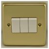 Eurolite Stainless Steel 3 Gang Switch Polished Brass