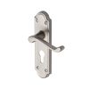 Heritage Brass Door Handle for Euro Profile Plate Meridian Design Satin Nickel finish