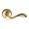 Heritage Brass Door Handle Lever Latch on Round Rose Lisboa Design Polished Brass finish