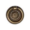 Floral Ring Pull 055mm Distressed Brass finish