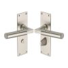 Heritage Brass Door Handle for Bathroom Bauhaus Design Satin Nickel finish
