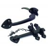 Black Cast Thumblatch Set with Chain