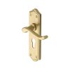 Heritage Brass Door Handle for Euro Profile Plate Buckingham Design Satin Brass finish