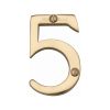Heritage Brass Numeral 5 Face Fix 51mm (2") Polished Brass finish