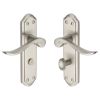 Heritage Brass Door Handle for Bathroom Sandown Design Satin Nickel finish