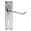 Victorian Scroll Lever On Lock Backplate - Satin Chrome