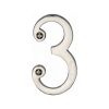 Heritage Brass Numeral 3 Face Fix 76mm (3") Polished Nickel finish