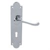 Victorian Scroll Lever On Shaped Backplate - Lock 57mm c/c (Contract Range) - Polished Chrome