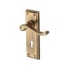 Heritage Brass Door Handle Lever Lock Edwardian Design Antique Brass finish