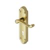 Heritage Brass Door Handle Lever Lock Meridian Design Polished Brass finish