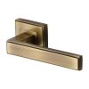 Heritage Brass Door Handle Lever Latch on Square Rose Linear SQ Design Antique Brass finish