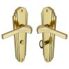 Heritage Brass Door Handle for Bathroom Waldorf Design Polished Brass finish
