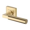 Heritage Brass Door Handle Lever on Rose Bauhaus Sq Design Satin Brass Finish
