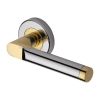 Heritage Brass Door Handle Lever Latch on Round Rose Celia Design Chrome & Brass finish