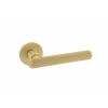 Millhouse Brass Stephenson Knurled Lever Door Handle on 5mm Slimline Round Rose - Satin Brass