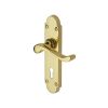 Heritage Brass Door Handle Lever Lock Savoy Design Polished Brass finish