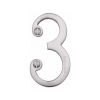 Heritage Brass Numeral 3 Face Fix 76mm (3") Satin Chrome finish