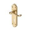 Heritage Brass Door Handle Lever Lock Meridian Design Satin Brass Finish