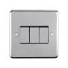Eurolite Stainless Steel 3 Gang Switch Polished Stainless Steel