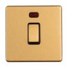 Eurolite Concealed 3mm 1 Gang 20Amp Switched Socket with neon Indicator Satin Brass