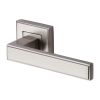 Heritage Brass Door Handle Lever Latch on Square Rose Linear SQ Design Satin Nickel finish
