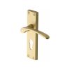 Heritage Brass Door Handle for Euro Profile Plate Sophia Design Satin Brass finish