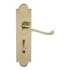 Victorian Scroll Lever On Shaped Backplate - Bathroom 57mm c/c (Contract Range) - Polished Brass