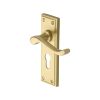 Heritage Brass Door Handle for Euro Profile Plate Edwardian Design Satin Brass finish