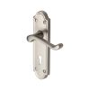 Heritage Brass Door Handle Lever Lock Meridian Design Satin Nickel finish