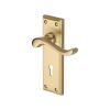 Heritage Brass Door Handle Lever Lock Edwardian Design Satin Brass finish