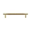 Heritage Brass Cabinet Pull Partial Knurl Design 128mm CTC Polished Brass finish