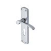 Heritage Brass Door Handle for Euro Profile Plate Diplomat Design Polished Chrome finish