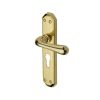 Heritage Brass Door Handle for Euro Profile Plate Charlbury Design Polished Brass finish