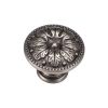 Floral Round Knob 030mm Distressed Pewter finish