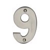 Heritage Brass Numeral 9 Face Fix 76mm (3") Satin Nickel finish