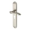Heritage Brass Door Handle for Euro Profile Plate Algarve Long Design Satin Nickel finish