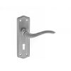 Old English Warwick Key Lever Door Handle on Backplate - Matt Gun Metal