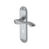 Heritage Brass Door Handle Lever Lock Algarve Design Satin Chrome finish