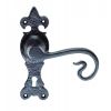 Curly Tail Lever On Lock Backplate - Black Antique