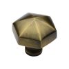 Heritage Brass Cabinet Knob Classic Hexagon Design 32mm Antique Brass finish
