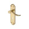 Heritage Brass Door Handle Lever Lock Sandown Design Satin Brass finish