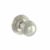 Old English Ripon Solid Brass Reeded Beehive Mortice Door Knob on Concealed Fix Rose - Polished Nickel