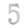 Heritage Brass Numeral 5 Face Fix 76mm (3") Satin Chrome finish