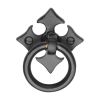 Black Iron Rustic Fleur-De-Lys Cabinet Ring Drop Pull