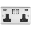 Eurolite Enhance Decorative 2 Gang USB Socket Satin Stainless Steel